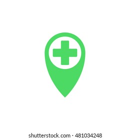 hospital location icon vector, solid logo illustration, colorful pictogram isolated on white