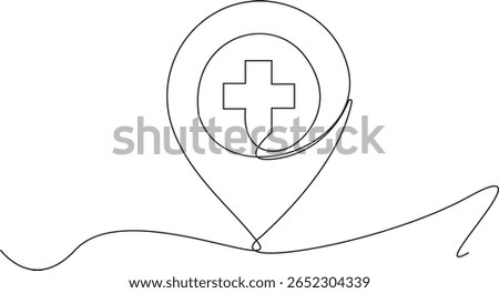 hospital location line icon, outline vector logo illustration, linear pictogram isolated on transparent background, vector Illustration