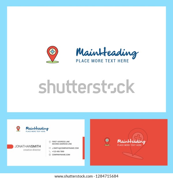 Hospital location\
Logo design with Tagline & Front and Back Busienss Card\
Template. Vector Creative\
Design