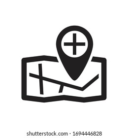hospital location map icon - vector illustration