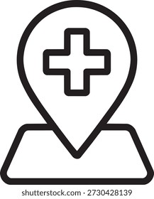 Hospital location map pin pointer line icon vector