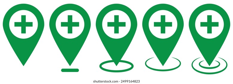 Hospital location map pointer. Vector illustration. stock image. EPS 10