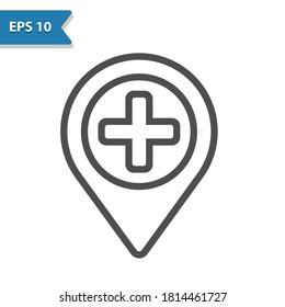 Hospital Location. Professional, Pixel Perfect Icon, EPS 10 Format.