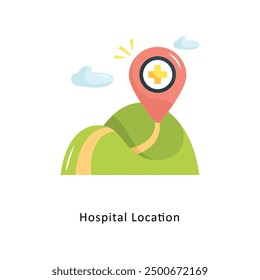 Hospital Location Vector Flat Icon Design illustration Symbol on White background EPS 10 File