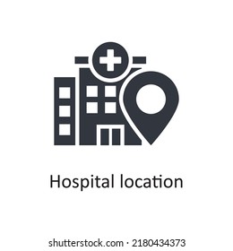 Hospital location vector Solid Icon Design illustration. Medical Symbol on White background EPS 10 File