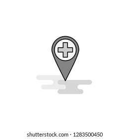 Hospital location Web Icon. Flat Line Filled Gray Icon Vector