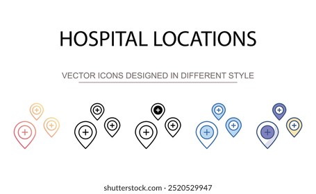 Hospital Locations icon design with white background stock illustration