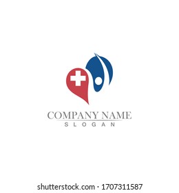 hospital logo and care logo health people icon vector design