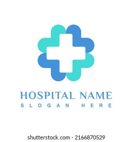 Hospital Logo. Cross and love icon combination. Healthcare Medical Logo Design Template Element