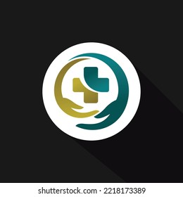 hospital logo with hand concept