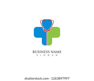 Hospital logo vector design with phonendoscope icon