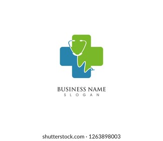 Hospital logo vector design with phonendoscope icon