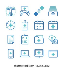 Hospital Management Icon Set. Included The Icons As Hospital Management, Medical Services, Data, Info, System, Medical And More.