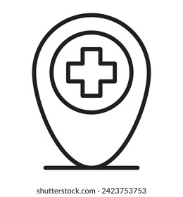 Hospital map Flat line icon. vector illustration.