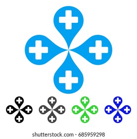 Hospital Map Markers flat vector icon. Colored hospital map markers gray, black, blue, green pictogram versions. Flat icon style for graphic design.