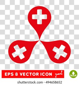 Hospital Map Markers round icon. Vector EPS illustration style is flat iconic symbol, intensive red color, transparent background.