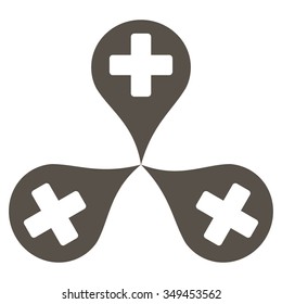 Hospital Map Markers vector icon. Style is flat symbol, grey color, rounded angles, white background.
