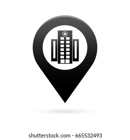 hospital map pointer icon marker GPS location flag symbol