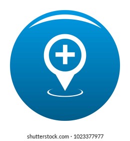 Hospital map pointer icon vector blue circle isolated on white background 
