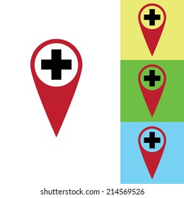 Hospital mark location vector. EPS10