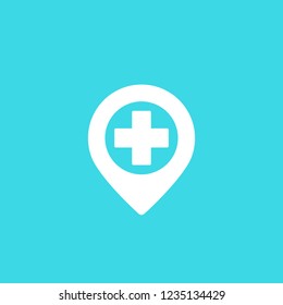 Hospital mark, map pointer vector