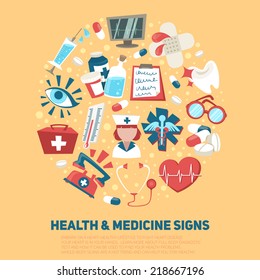 Hospital medical and ambulance signs composition health care concept vector illustration