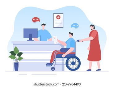 Hospital Medical Billing Service with Health Insurance Form for Hospitalization or Treatment on Cartoon Background Illustration