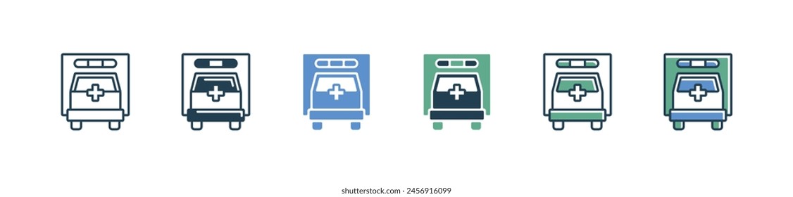 hospital medical emergency ambulance car icon set rescue vehicle transportation vector illustration