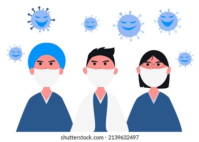 Hospital medical staff. Clinic personnel wearing a face mask