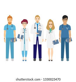 Hospital medical staff team doctors nurses surgeon vector illustration