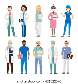 Hospital Medical Team. Medical Staff Vector Illustration