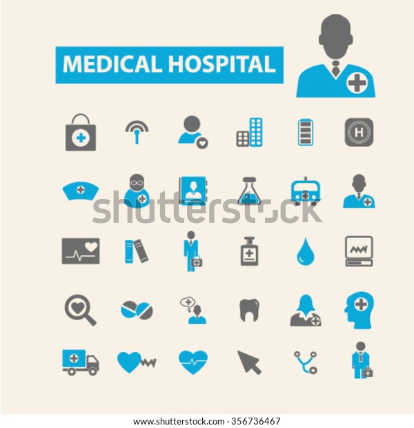 hospital, medicine  icons, signs\
vector concept set for infographics, mobile, website,\
application\
