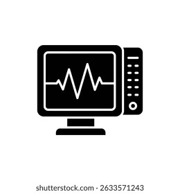 Monitor hospitalar com ícone de onda cardíaca para monitoramento cardíaco
