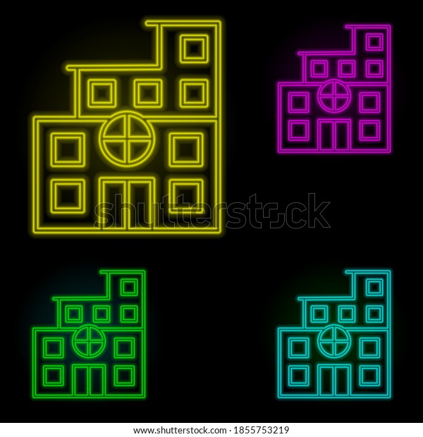 hospital neon color set icon. Simple thin\
line, outline vector of building landmarks icons for ui and ux,\
website or mobile\
application