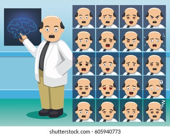 Hospital Neurologist Cartoon Character Emotion faces