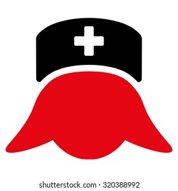 Hospital Nurse Head vector icon. Style is bicolor flat symbol, intensive red and black colors, rounded angles, white background.