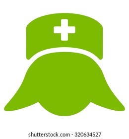 Hospital Nurse Head vector icon. Style is flat symbol, eco green color, rounded angles, white background.