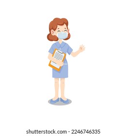 Hospital nurse icon cute cartoon character outline