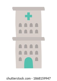 hospital with one cross in the top flat style icon vector illustration design