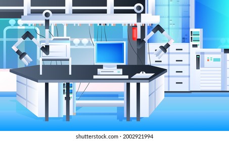 hospital operating table and medical devices modern clinic surgery room interior intensive therapy surgical procedures