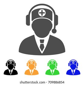 Hospital Operator vector pictograph. Style is a flat graphic symbol in gray, black, yellow, blue, green color variants. Designed for web and mobile apps.