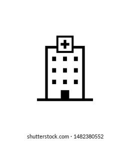 Hospital Outline Icon. Clipart Image Isolated On White Background