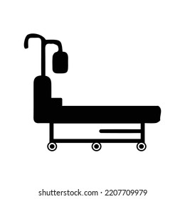 Hospital patient bed stretcher icon | Black Vector illustration |