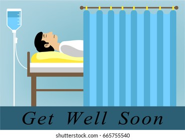 Hospital patient vector cartoon illustration