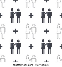 Hospital patient vector seamless pattern on white background.