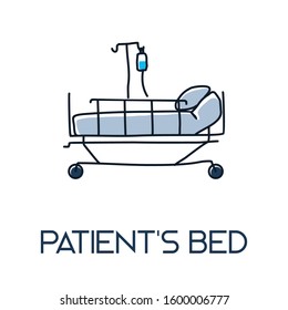 Hospital patient's bed minimalist out line hand drawn medic flat icon illustration