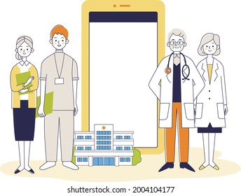 hospital people illustration vector tablet