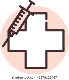 Hospital pharmacy, illustration or icon, vector on white background.