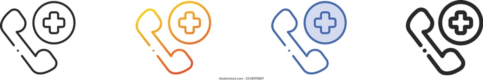 hospital phone icon.Thin Linear, Gradient, Blue Stroke and bold Style Design Isolated On White Background