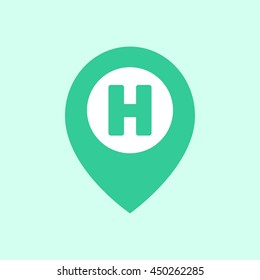 Hospital pin  flat icon